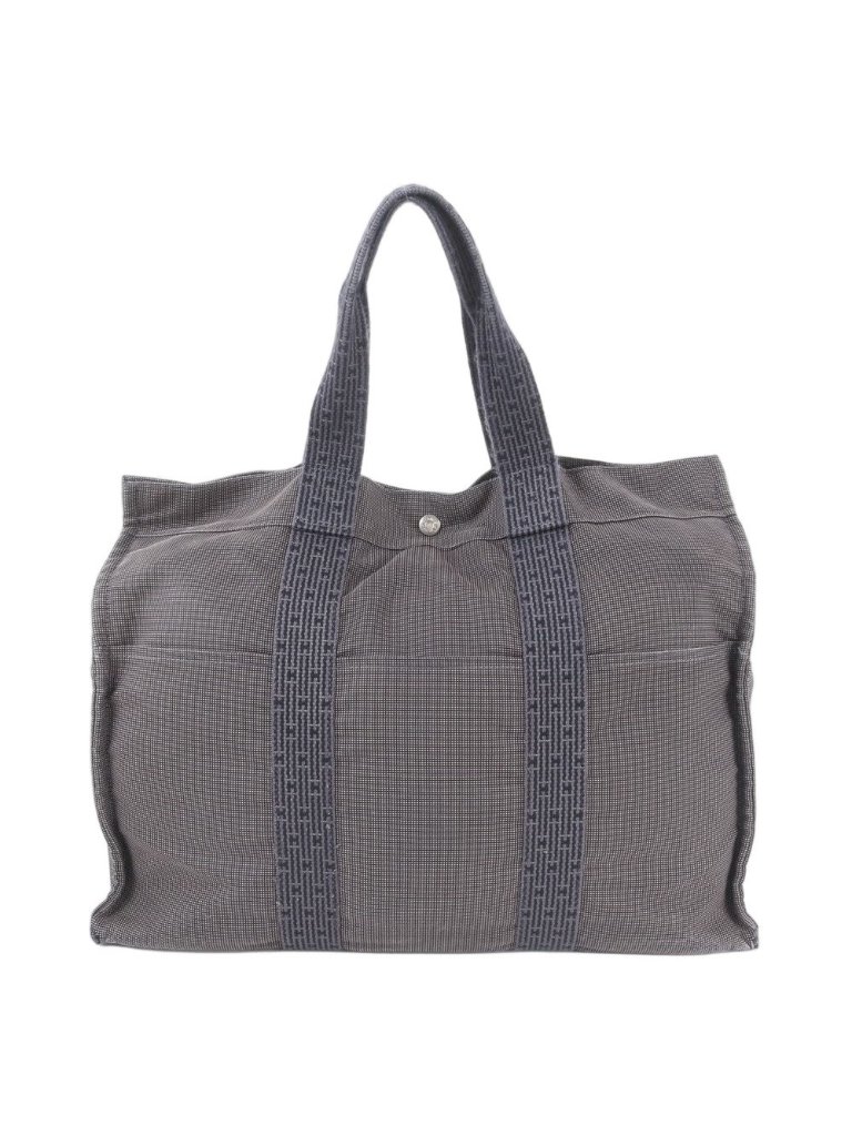 Hermes Her Line Tote Shoulder Business Document Leather Gray